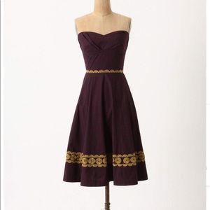 Anthropologie Purple Strapless Dress - Size 6